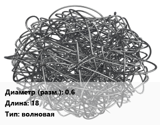 Фибра армирующая 0.6 L=18 волновая, кг цена от 175.5 сом / кг, где купить, условия доставки в Оше и Ошской области